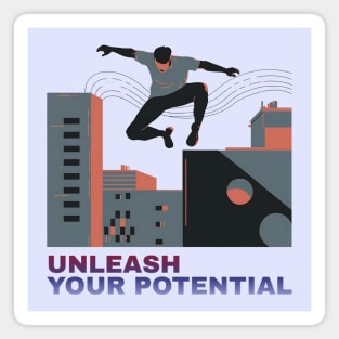 Parkour Potential Unleashed - Aesthetic Guy Doing Parkour Illustration Magnet